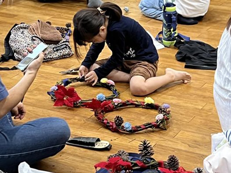 Making Christmas wreaths